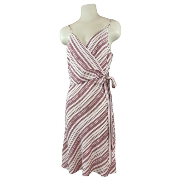 Lavender Brown (L) Wrap Mini Dress Striped Tank NWT - Picture 1 of 11